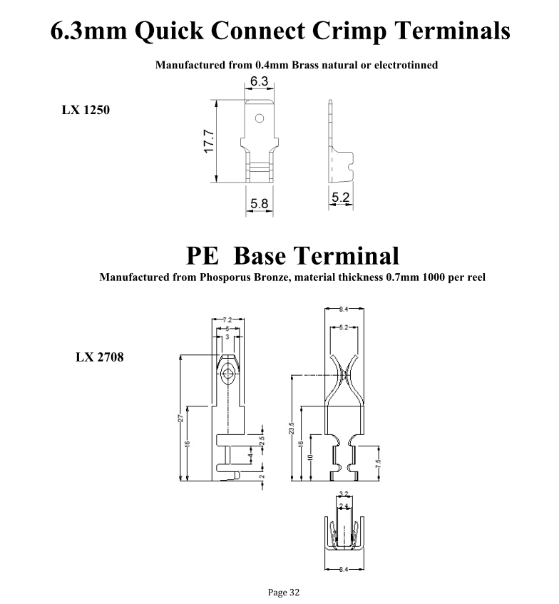 6.3mm quick connect crimp terminal and PE base terminal
